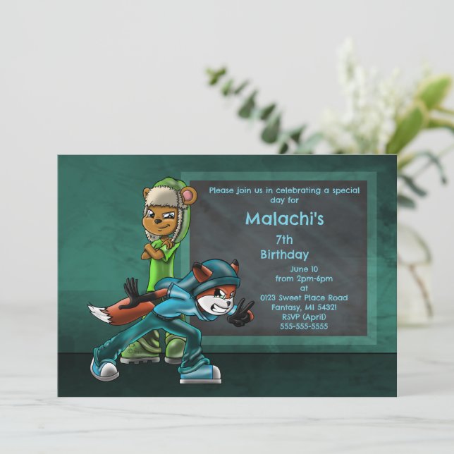 Animal Birthday Party  Invitation (Standing Front)
