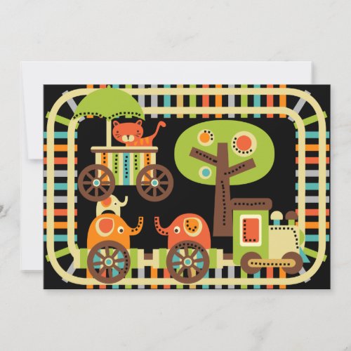 Animal Birthday Train Birthday Invitations
