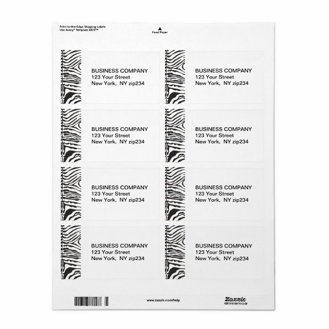 Animal Black White Pattern Stripes Modern  Zebra Label (Full Sheet)