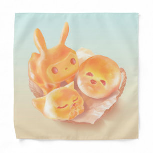 Animal Bread Basket: Smiling Bichon, Bunny & Cat Bandana