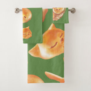 Animal Bread Basket: Smiling Bichon, Bunny & Cat Bath Towel Set