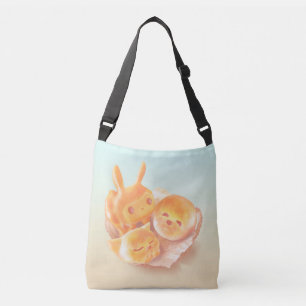 Animal Bread Basket: Smiling Bichon, Bunny & Cat Crossbody Bag