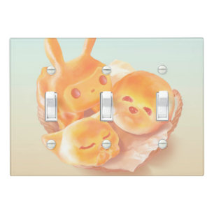 Animal Bread Basket: Smiling Bichon, Bunny & Cat Light Switch Cover