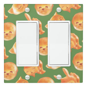 Animal Bread Basket: Smiling Bichon, Bunny & Cat Light Switch Cover