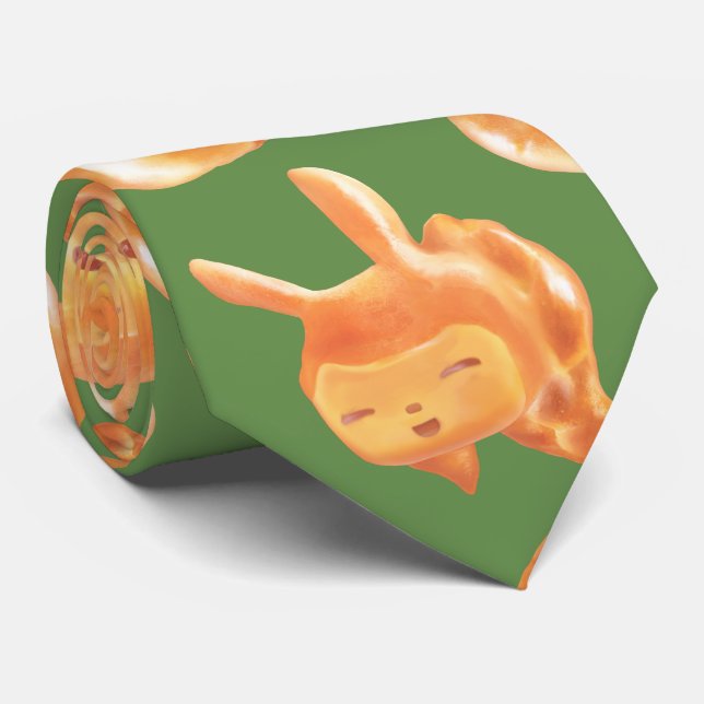 Animal Bread Basket: Smiling Bichon, Bunny & Cat Neck Tie (Rolled)