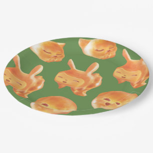 Animal Bread Basket: Smiling Bichon, Bunny & Cat Paper Plates