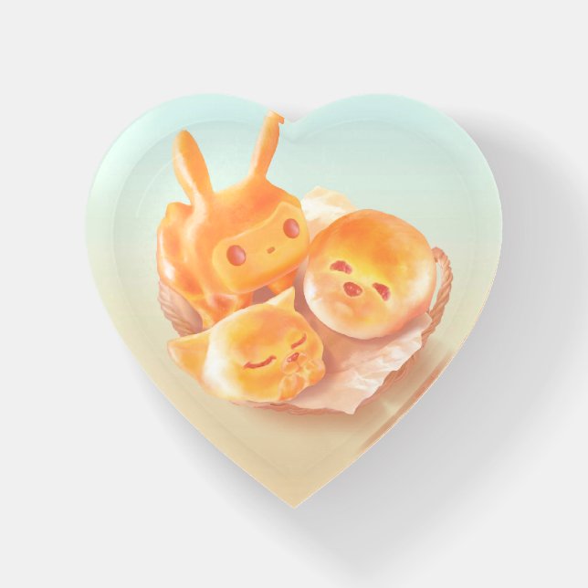 Animal Bread Basket: Smiling Bichon, Bunny & Cat Paperweight (Front)