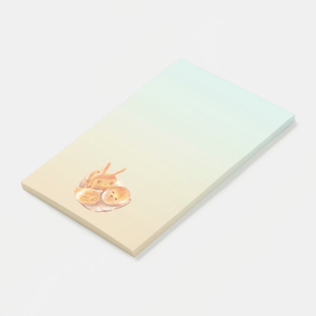 Animal Bread Basket: Smiling Bichon, Bunny & Cat Post-it Notes (Angled)