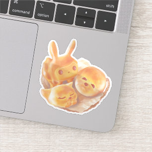 Animal Bread Basket: Smiling Bichon, Bunny & Cat Sticker