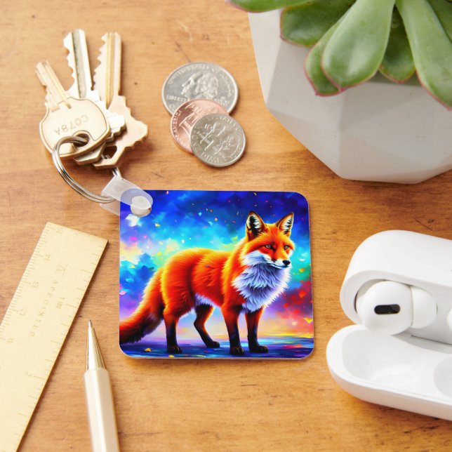 Animal bright abstraction fox colorful lovely  keychain (Desk)