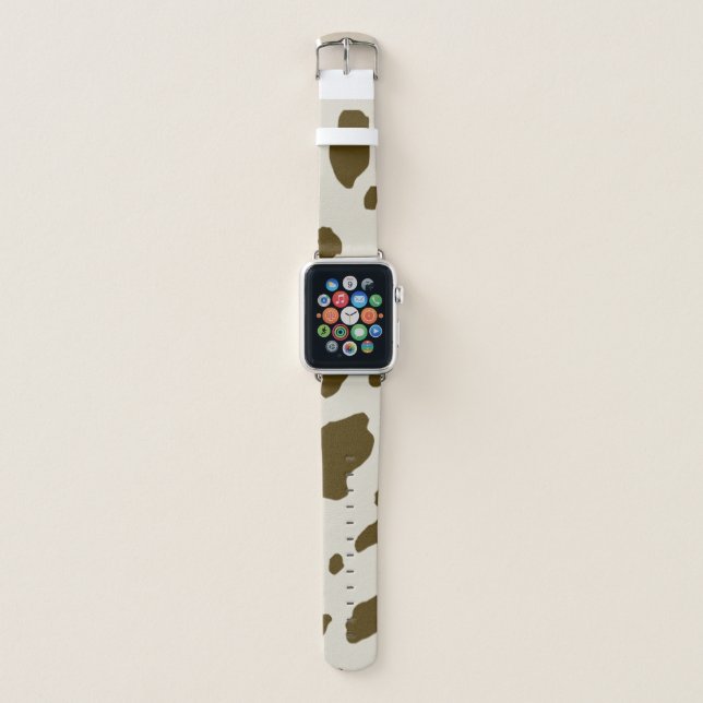 Animal Brown Cow Spots Faux Fur Apple Watch Band (Front)