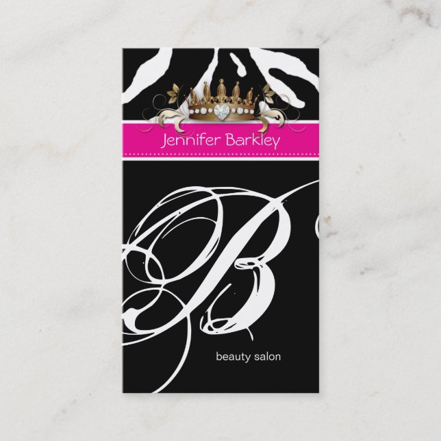 Animal Business Card Zebra Beauty Salon Crown (Front)