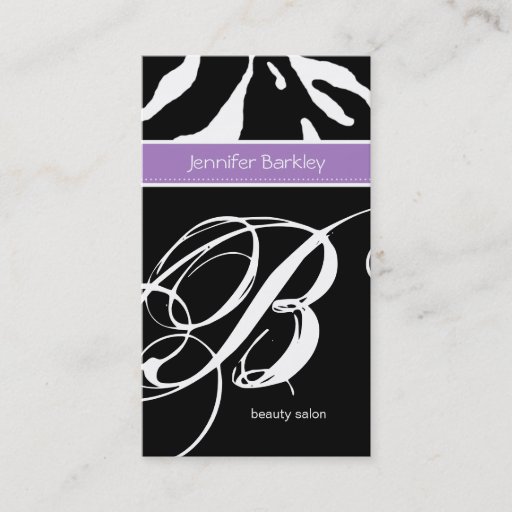 Customizable Animal Business Card Zebra Beauty Salon Purple