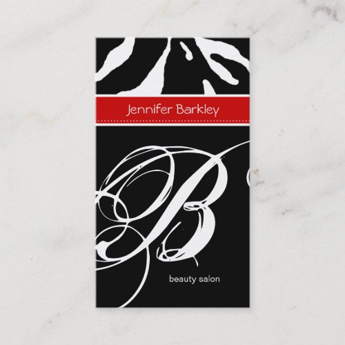 Animal Business Card Zebra Beauty Salon Red