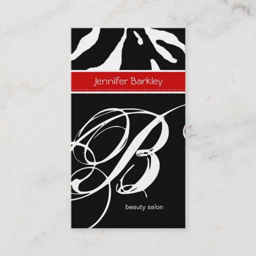 Customizable Animal Business Card Zebra Beauty Salon Red