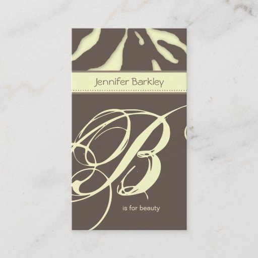 Customizable Animal Business Card Zebra Beauty Salon Ylw Taupe