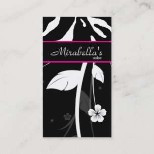 Animal Business Card Zebra Floral Black Pink