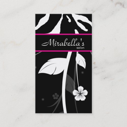 Animal Business Card Zebra Floral Black Pink