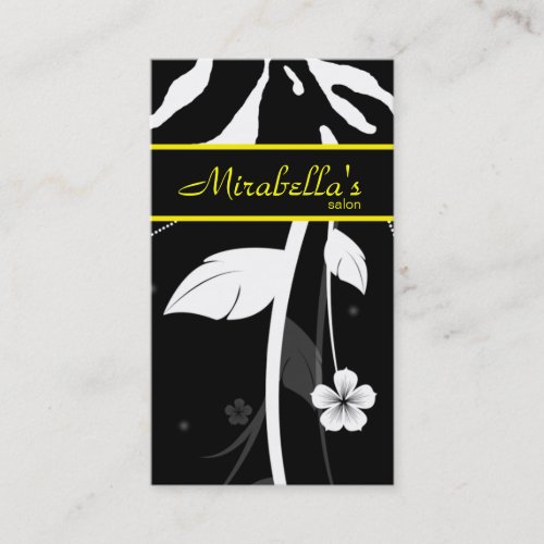 Animal Business Card Zebra Floral Black Yellow