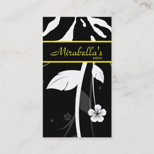 Customizable Animal Business Card Zebra Floral Black Yellow