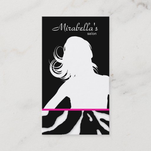Customizable Animal Business Card Zebra Hair Salon Black Pink