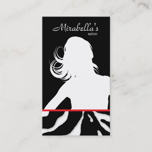 Animal Business Card Zebra Hair Salon Black Red