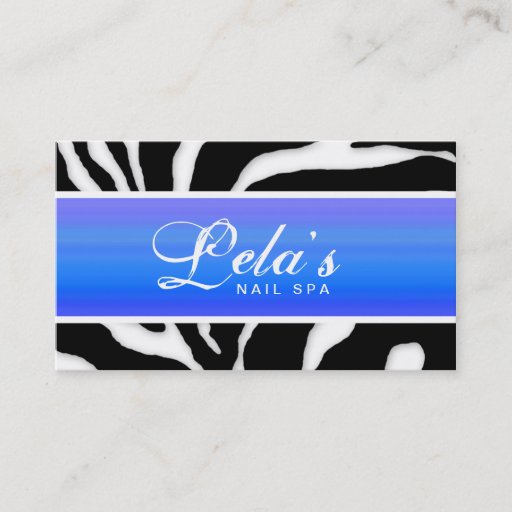 Customizable Animal Business Card Zebra Nail Salon Blue Purple