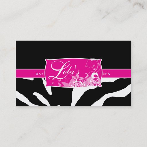 Customizable Animal Business Card Zebra Nail Salon Pink