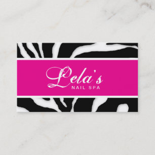 Animal Business Card Zebra Nail Salon Pink Angle