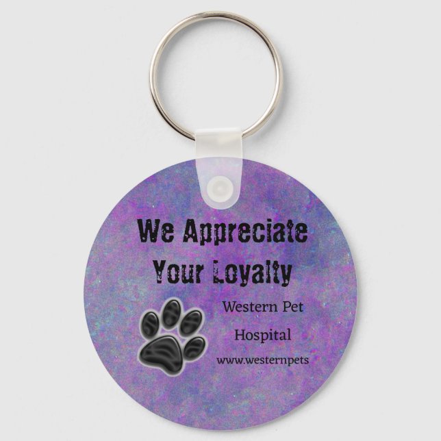 Animal Business Thank You Dog Paw Customer Loyalty Keychain (Front)