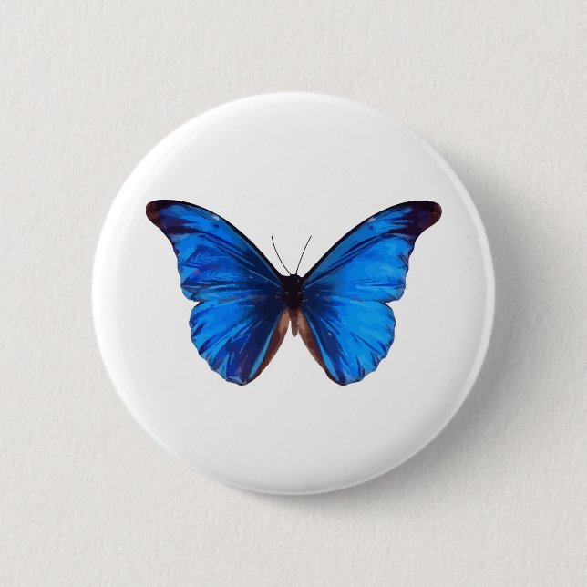 Animal Butterfly Insect Nature Morpho Blue Button (Front)