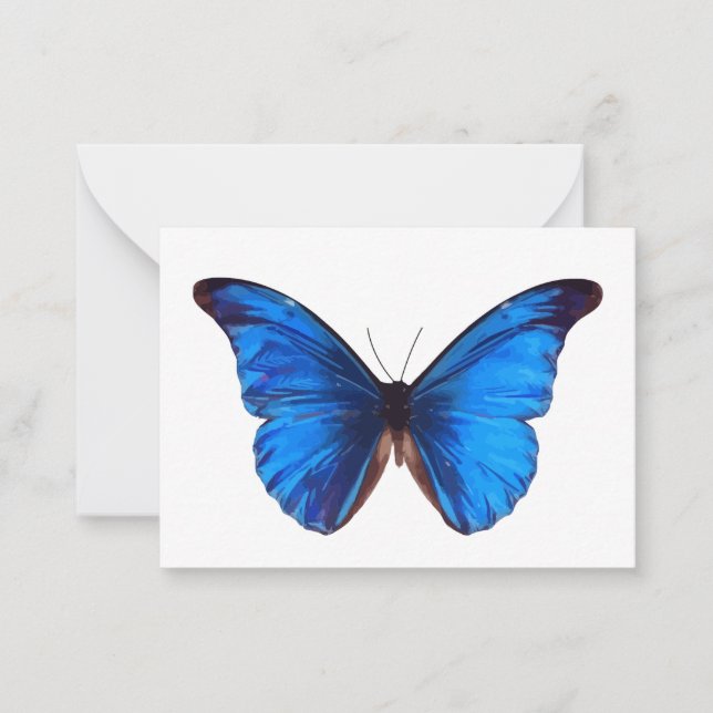 Animal Butterfly Insect Nature Morpho Blue Note Card (Front)