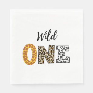 Animal Calligraphy white wild one  Napkins
