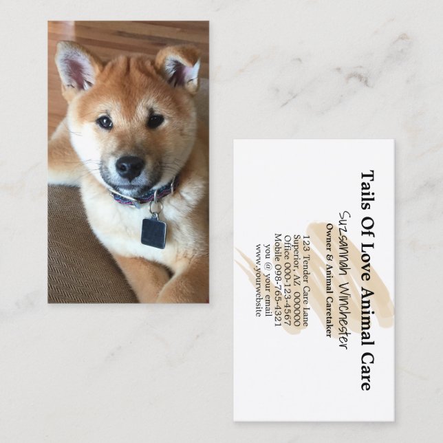 Animal Care Add Your Vertical Photo Custom Business Card (Front/Back)