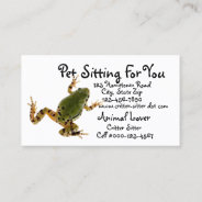 Animal Care Business Climbing Frog Photograph Business Card at Zazzle