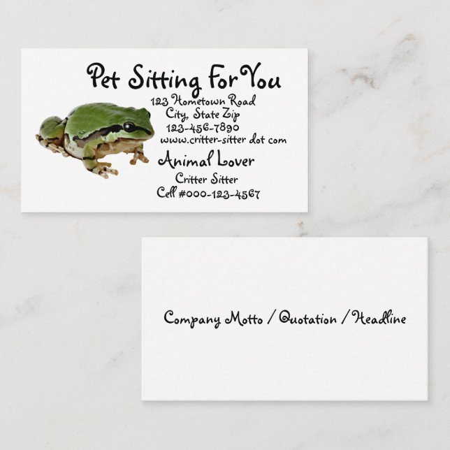 Animal Care Business Frog Close-Up Photograph Business Card (Front/Back)