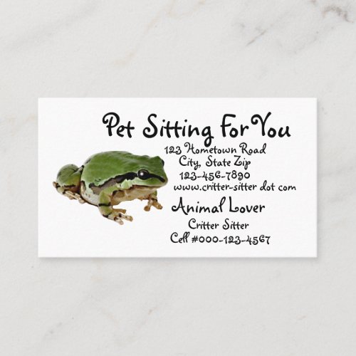 Animal Care Business Frog Close_Up Photograph Business Card