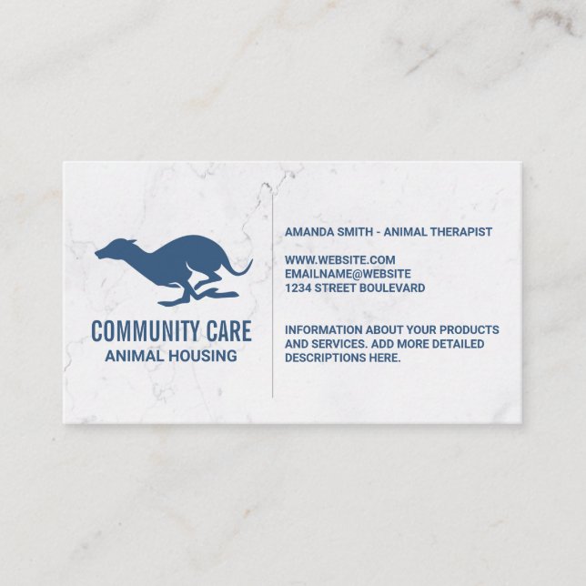 Animal Care | Dog Running Logo Business Card (Front)