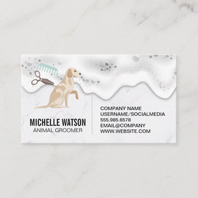 Animal Care | Dog Wash Soap Suds Business Card (Front)