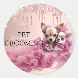 Animal Care Pet Grooming Spa Salon Puppy Classic Round Sticker