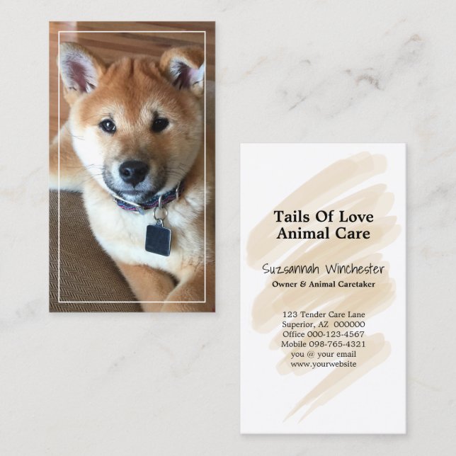 Animal Care Professional Add Your Vertical Photo Business Card (Front/Back)