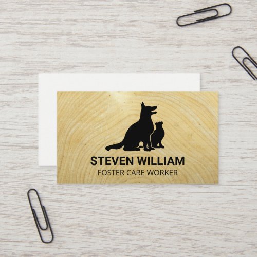 Animal Care  Shelter  Dog Cat  Wood Business Card