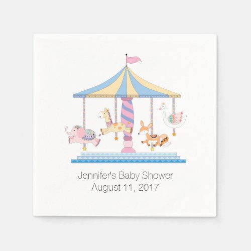 Animal Carousel Baby Shower Paper Napkins