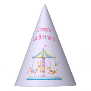 Animal Carousel First Birthday Party Hats