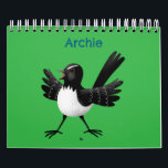 Animal cartoon illustration calendar<br><div class="desc">Owl,  wagtail,  chicken,  kangaroo,  kiwi,  dragonfly,  hippo,  ants,  whales,  whale shark,  walrus,  sperm whale,  frog drawn in happy cartoon style.</div>
