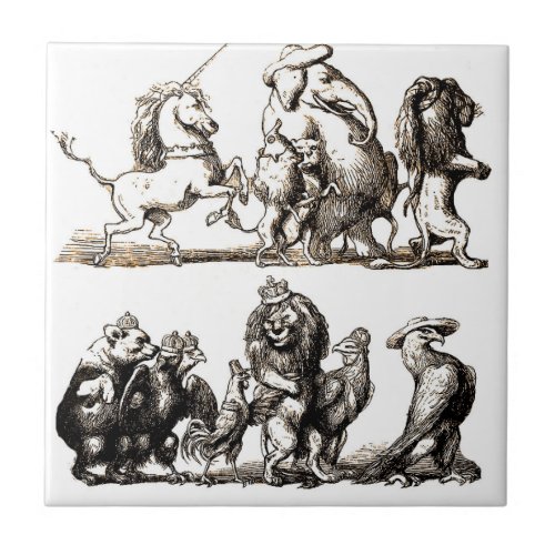 Animal Cartoon Unicorn Elephant Lion Zoo Ceramic Tile