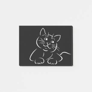 Animal Cat Contour Outlines Black-And-White Post-it Notes