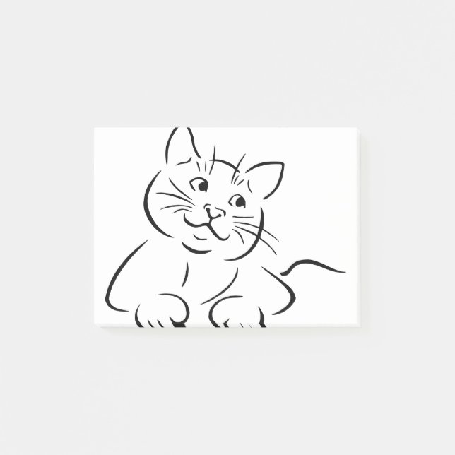 Animal Cat Drawing Feline Kitten Kittie Sketch Post-it Notes (Front)