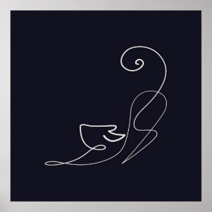 Animal Cat Line Art Cat Lover Poster