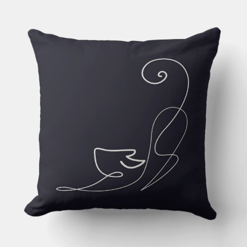 Animal Cat Line Art  Gift Birthday Throw Pillow